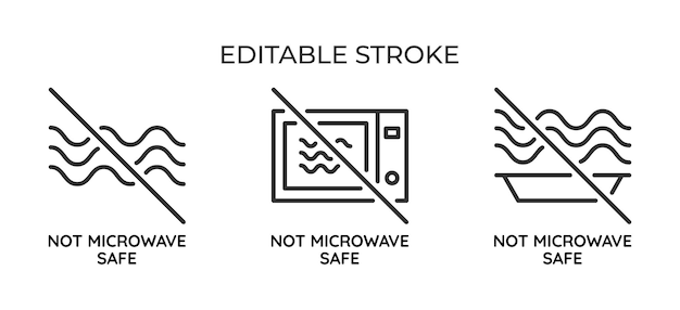 Symbole Non Sûr Pour Les Micro-ondes Pour L'emballage Ou L'étiquetage De L'aptitude Des Ustensiles De Cuisine Au Chauffage