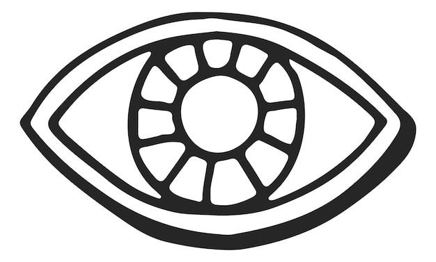 Vecteur symbole de l'oeil icône de sens de la vision dessinée à la main