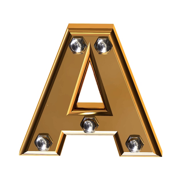 Symbole or avec boulons métalliques lettre a