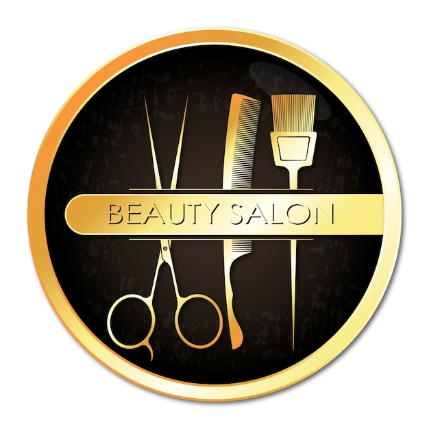 Vecteur symbole d'or de salon de beauté et de salon de coiffure