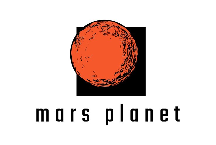 Vecteur symbole de la planète mars rouge rétro vintage pour la conception de logo de science spatiale