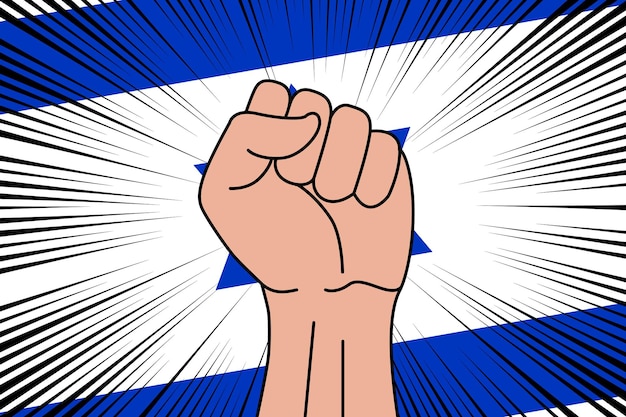 Vecteur symbole de poing humain serré sur le drapeau d'israël