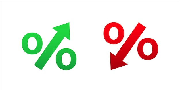 Symbole De Pourcentage Augmenter La Croissance Et Diminuer L'icône