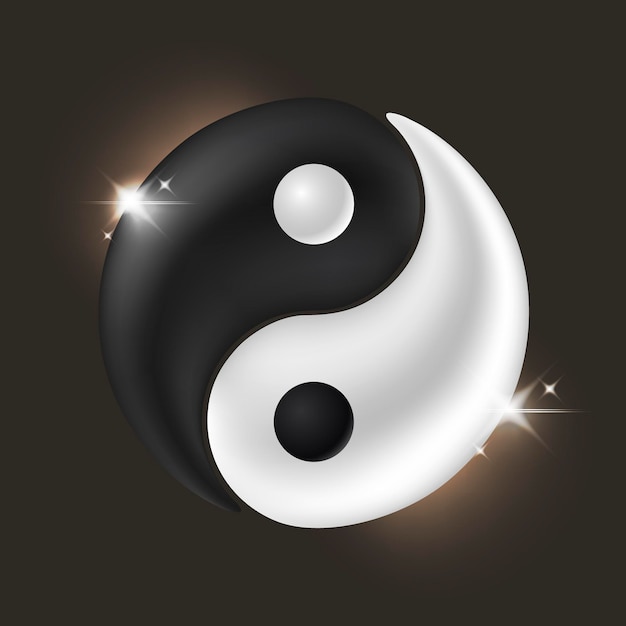 Symbole réaliste de Taijitu Yin yang noir et blanc.