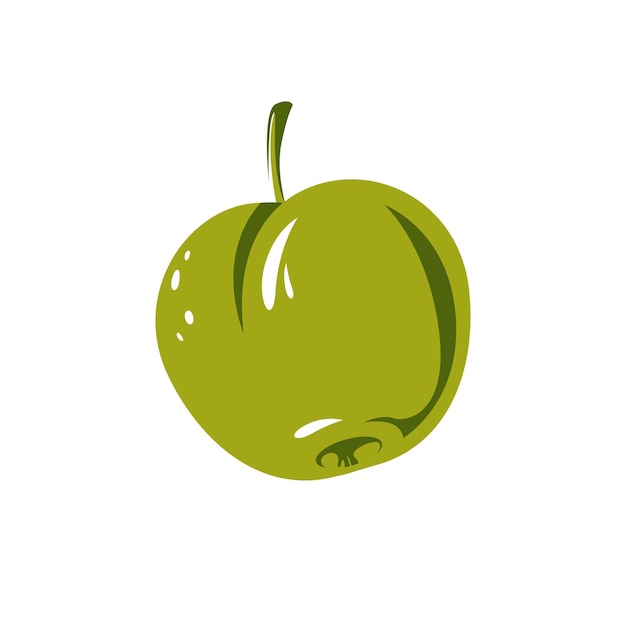 Symbole de récolte, fruit de vecteur unique isolé. Pomme douce entière organique mûre, icône de conception d'idée d'aliments sains.