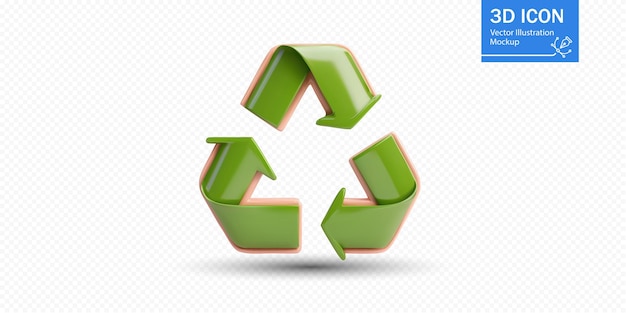 Symbole de recyclage 3D créatif mettant en valeur la durabilité et la conscience environnementale dans un design moderne