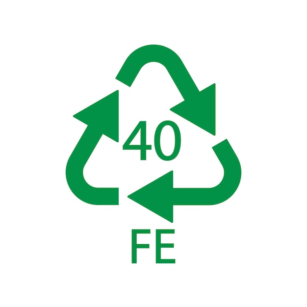 Symbole de recyclage du plastique FE 40 Illustration vectorielle en plastique d'emballage