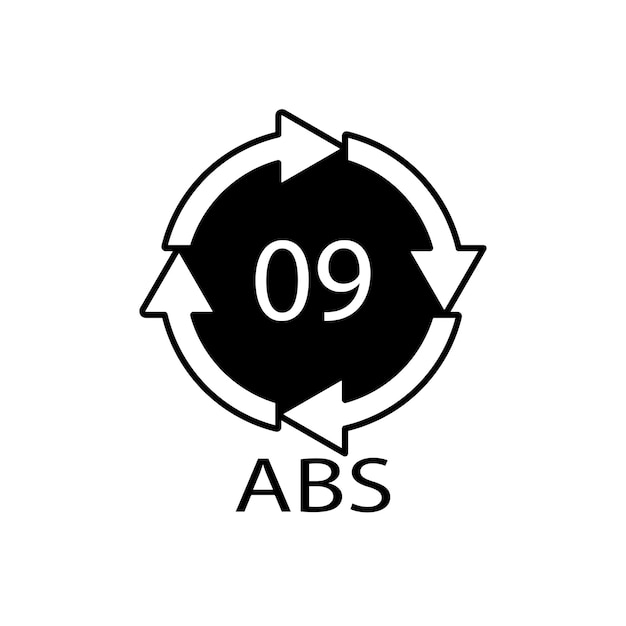 Symbole de recyclage du plastique Icône vectorielle ABS 9 Code de recyclage du plastique ABS 09
