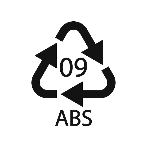 Vecteur symbole de recyclage du plastique icône vectorielle abs 9 code de recyclage du plastique abs 09