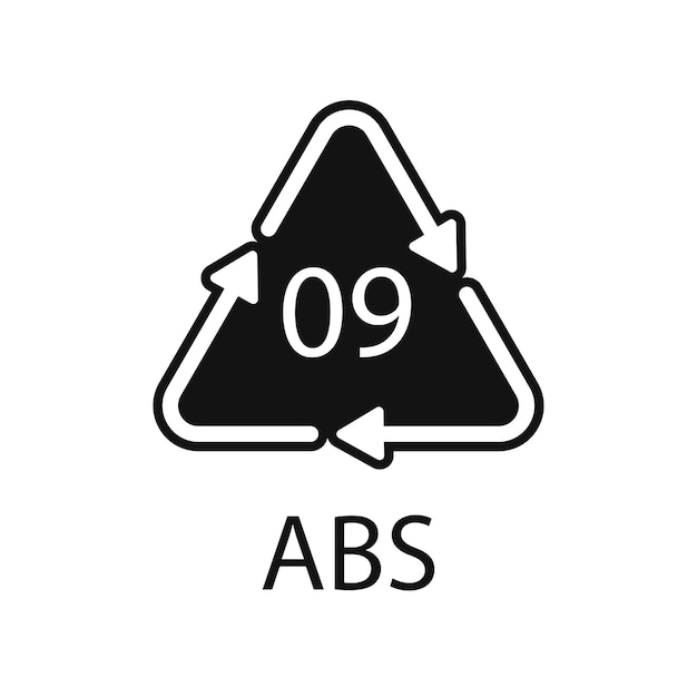 Symbole de recyclage du plastique Icône vectorielle ABS 9 Code de recyclage du plastique ABS 09