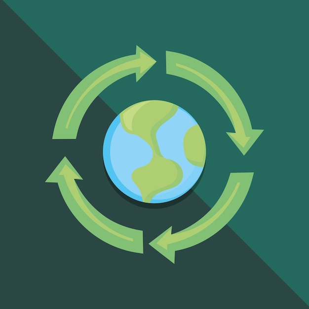 Vecteur symbole de recyclage et planète terre
