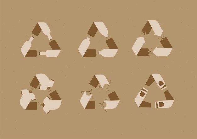 Symbole de recyclage types brun