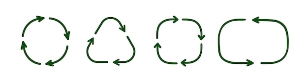 Symbole de recyclage vectoriel défini style de dessin à la main