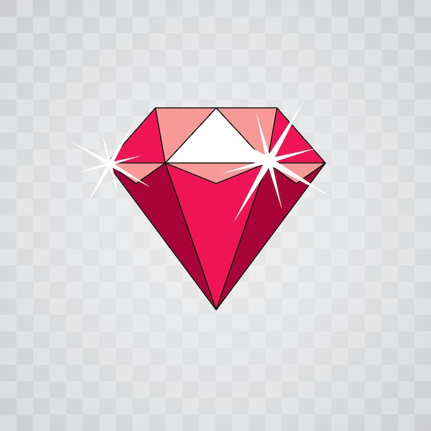 Symbole de rubis rouge brillant de vecteur. Icône diamant de luxe, illustration.