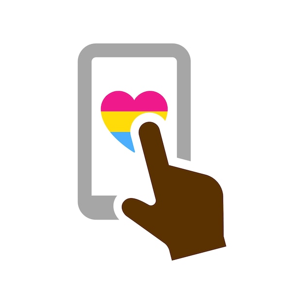 Vecteur symbole de smartphone avec le drapeau de la pansexualité