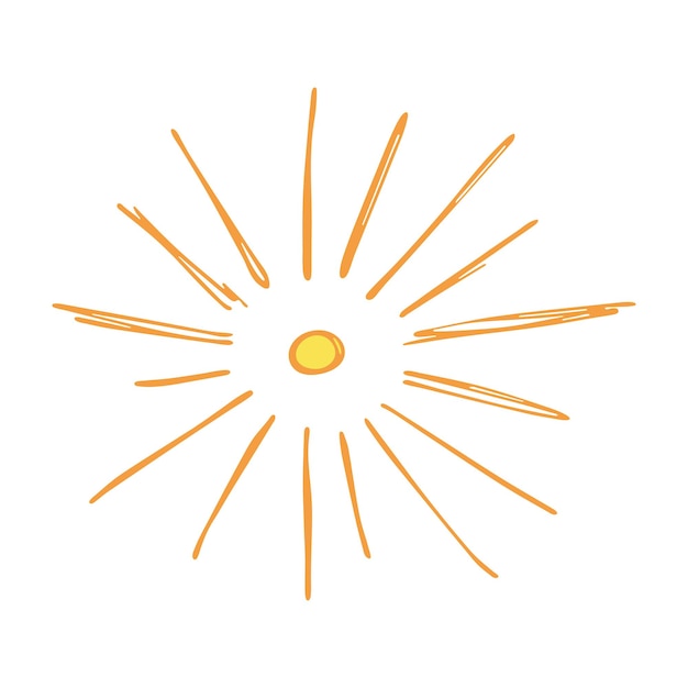 Vecteur symbole de soleil abstrait dessiné à la main doodle d'été élément vectoriel unique pour la conception