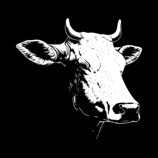 Symbole de style lineart minimaliste avec tête d'animal de vache