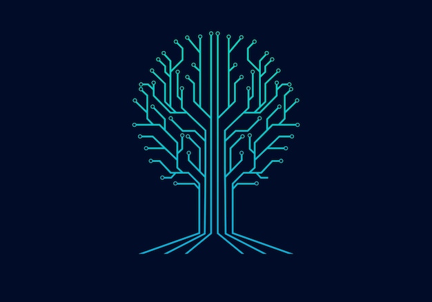 Vecteur symbole de la technologie des arbres