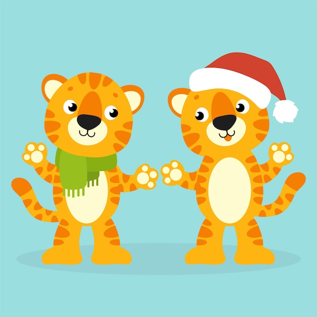 Symbole de tigre dans un chapeau d'hiver Bonne année et joyeux Noël