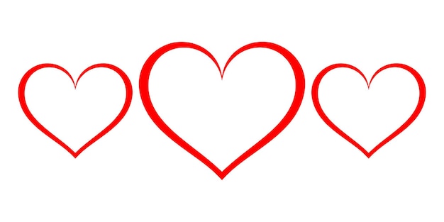 Vecteur symbole de trois coeurs rouges de tailles différentes