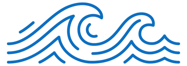 Symbole De La Vague Orageuse Modèle De Ligne D'eau Bleue