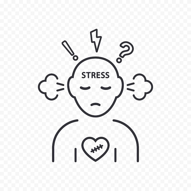 Vecteur symbole vecteur de stress personne en colère, déprimée, irritée, épuisée, rage, désespoir, fatigue.
