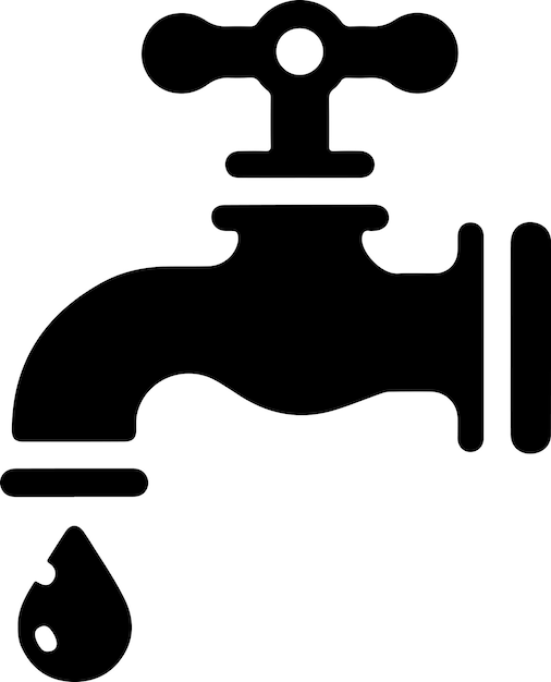 Vecteur symbole vectoriel du robinet d'eau signe clipart couleur noire silhouette fond blanc 13