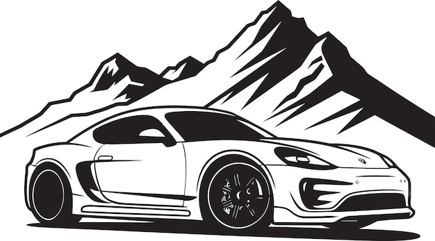 Vecteur symbole vectoriel emblématique d'élégance élevée avec une voiture de sport sur logo noir summit speedster sleek sport