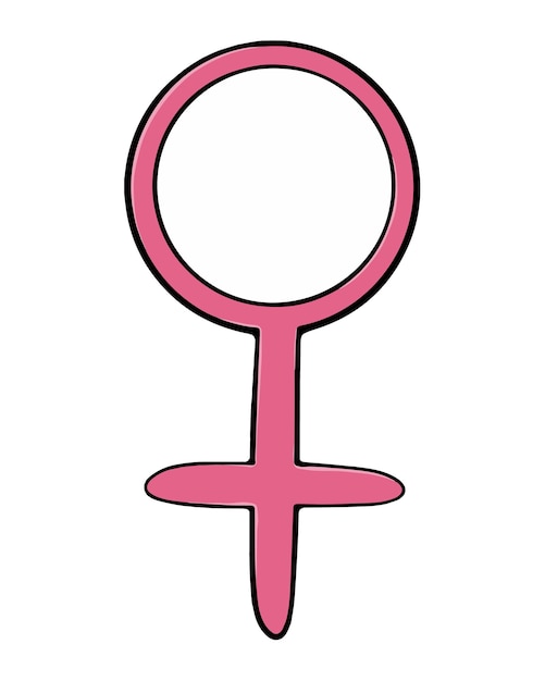 Le Symbole De Vénus Est Un Symbole Féminin Composé D'un Cercle Avec Une Croix Regardant Vers Le Bas Doodle Line Cartoon