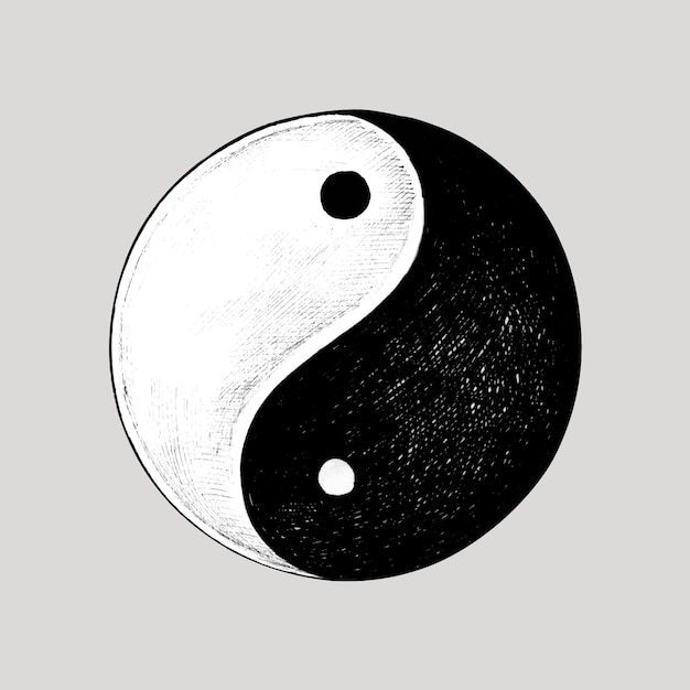 Vecteur symbole de yin et yang dessinés à la main