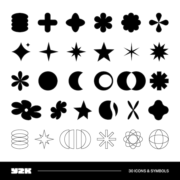 Les symboles abstraits modernes vectoriels Y2K.