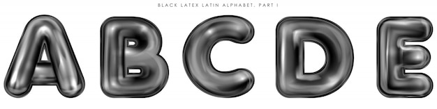 Symboles Alphabet Gonflés Au Latex Noir, Lettres Isolées Abcde