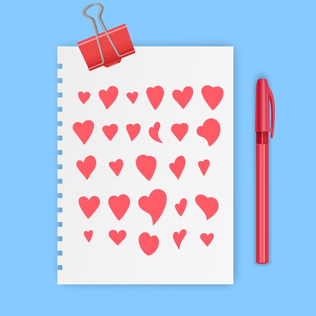 Symboles D'amour De Signe De Coeur Dessinés à La Main Mis En Icône Doodle Illustration