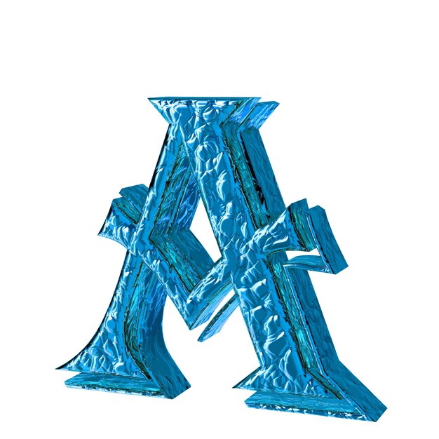 Vecteur symboles bleus cannelés vue latérale droite lettre a