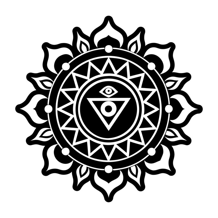 Vecteur les symboles du chakra sanskrit, les icônes de style glyphique