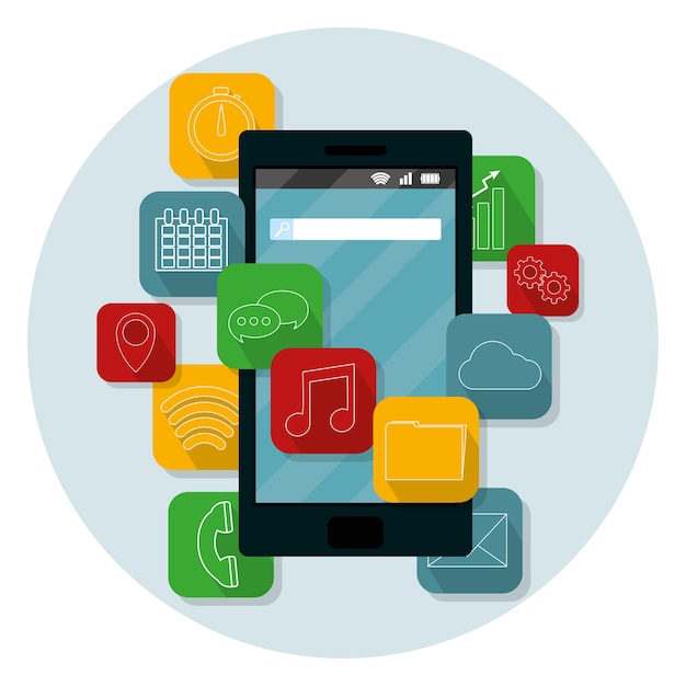Symboles du menu des applications mobiles Smartphone