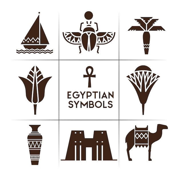 Vecteur symboles égyptiens, symboles pharaoniques