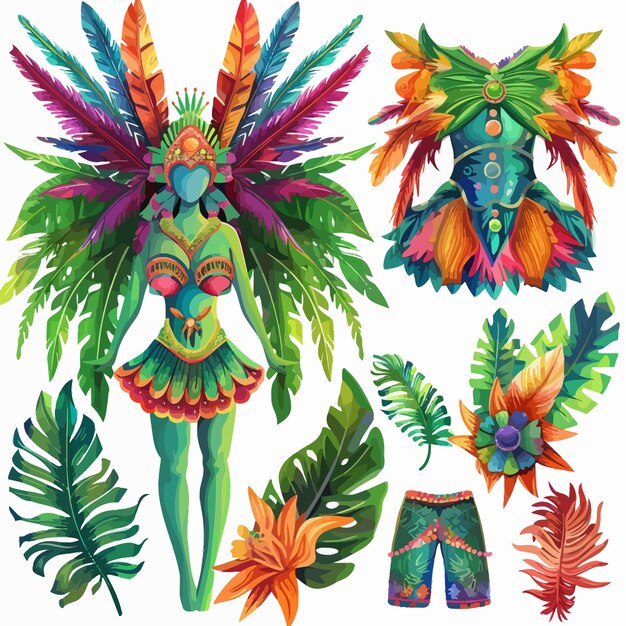 Vecteur les symboles et les éléments du carnaval brésilien