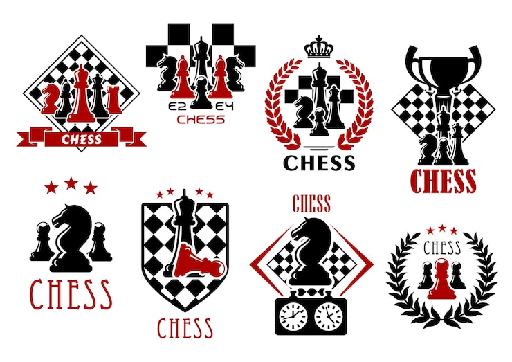 Vecteur symboles et emblèmes héraldiques du jeu d'échecs