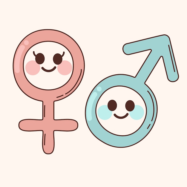 Symboles féminins masculins dessinés à la main