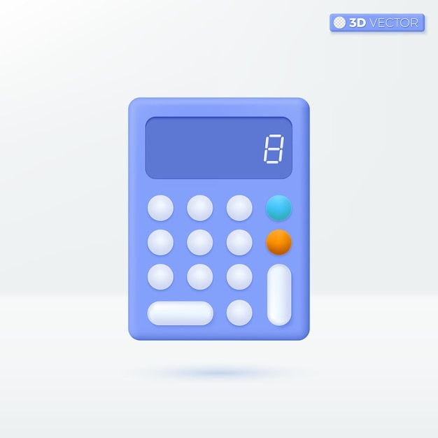 Symboles d'icône de calculatrice comptabilité finance analytique budget concept d'appareil mathématique 3D vecteur isolé illustration design dessin animé pastel style minimal vous pouvez utiliser pour la conception ux ui annonce imprimée