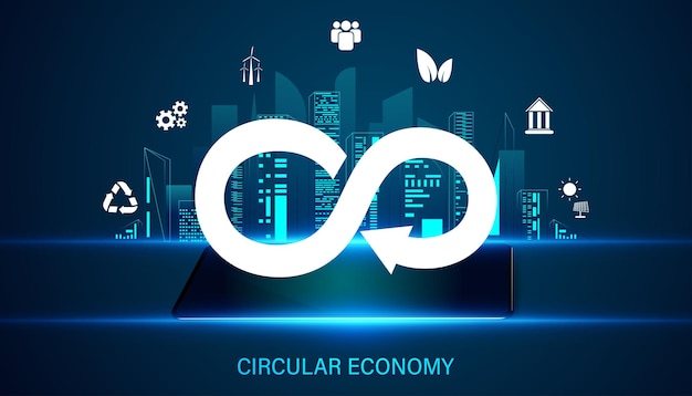 Symboles Et Icônes Abstraits De L'économie Circulaire Environnement Recycler L'énergie Propre Gouvernement