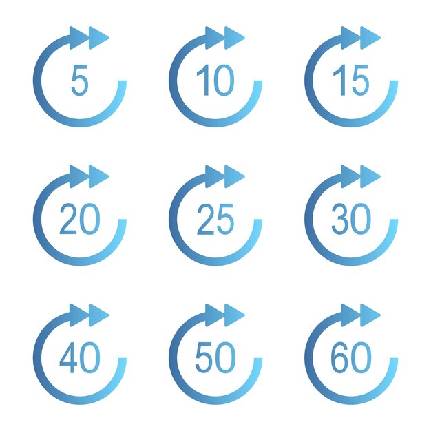 les symboles des icônes de gradient vectoriel bleu à avancée rapide