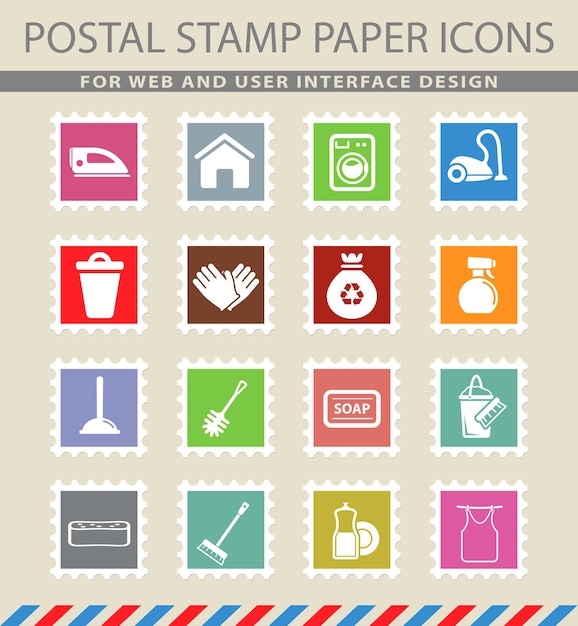 Symboles de nettoyage sur les icônes de papier de courrier