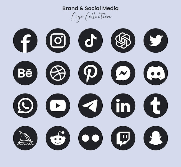 Vecteur symboles de réseaux sociaux populaires collection d'icônes de logo de médias sociaux