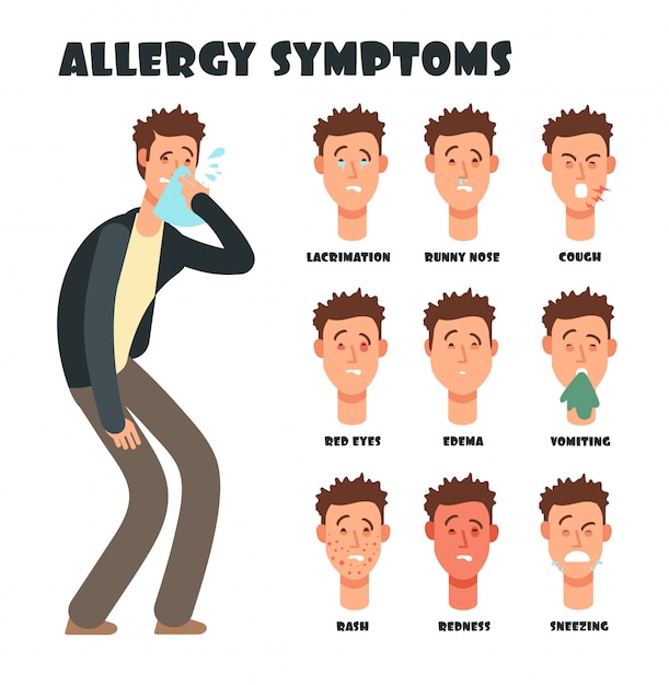 Symptômes D'allergie Avec éternuement Illustration Vectorielle Médical