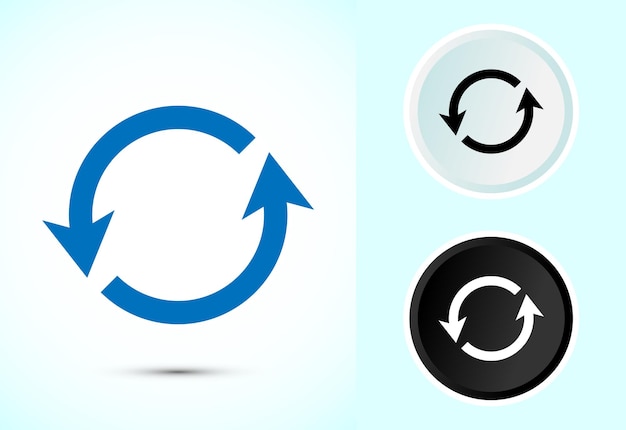 Synchronisation du traitement de la conception de l'icône Synchronisation ou réinitialisation de l'icon Signe de recharge Couleur noir et blanc