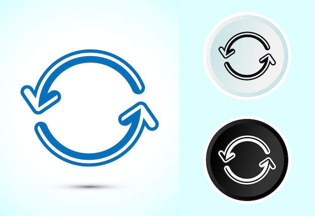 Synchronisation du traitement de la conception de l'icône Synchronisation ou réinitialisation de l'icon Signe de recharge Couleur noir et blanc