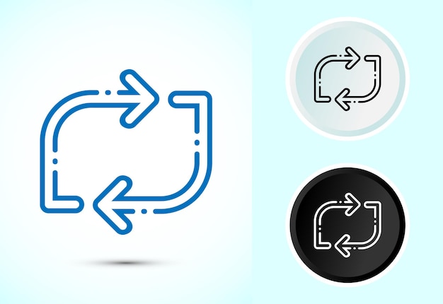 Synchronisation du traitement de la conception de l'icône Synchronisation ou réinitialisation de l'icon Signe de recharge Couleur noir et blanc