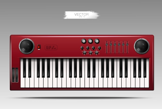 Vecteur synthétiseur rouge réaliste.